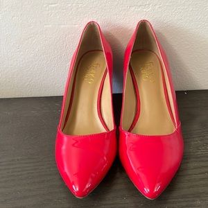 Patent Red Pleather women’s size 7.5 slim wedge. Franco Sarto